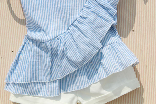 Wygodna bawełniana bluzka z falbankami dla dziewczyny, kolor biały, rękaw 3/4 - Wianko - 14