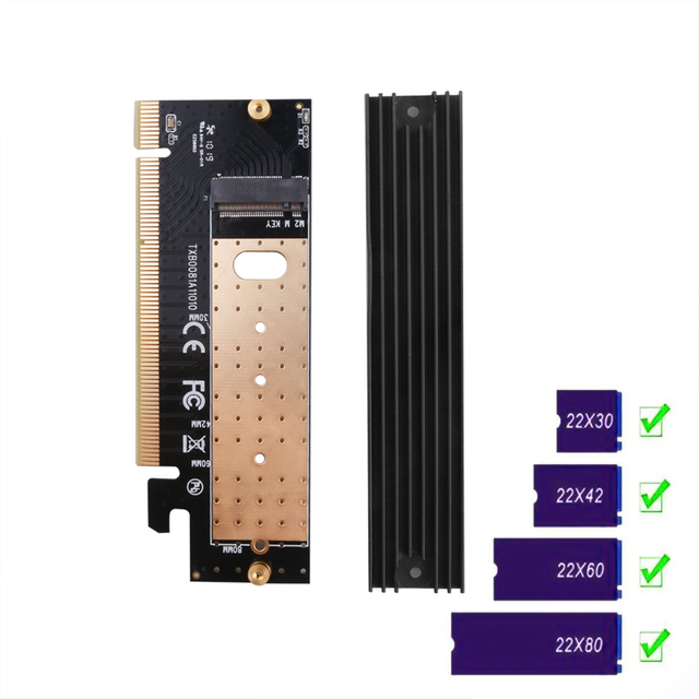 Adapter M.2 NVME SSD NGFF do PCIE 3.0 x16 x4 - karta rozszerzeń, pełna prędkość, wsparcie dla rozmiarów 2230-2280 SSD - Wianko - 1