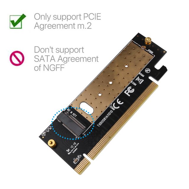 Adapter M.2 NVME SSD NGFF do PCIE 3.0 x16 x4 - karta rozszerzeń, pełna prędkość, wsparcie dla rozmiarów 2230-2280 SSD - Wianko - 4