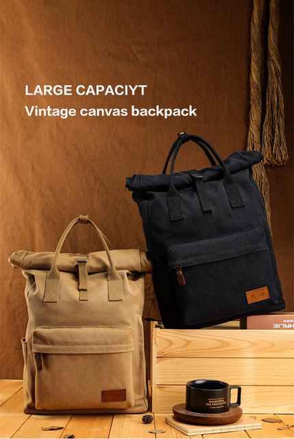 Kanvasowy plecak Vintage dla kobiet i mężczyzn z dużą pojemnością i miejscem na laptopa - Wianko - 4