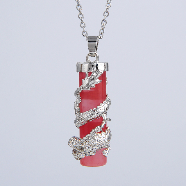 Nowy naszyjnik z wisiorkiem Wrap - spadek kamienia naturalnego - kolumna - amulet moda biżuteria - Wianko - 3