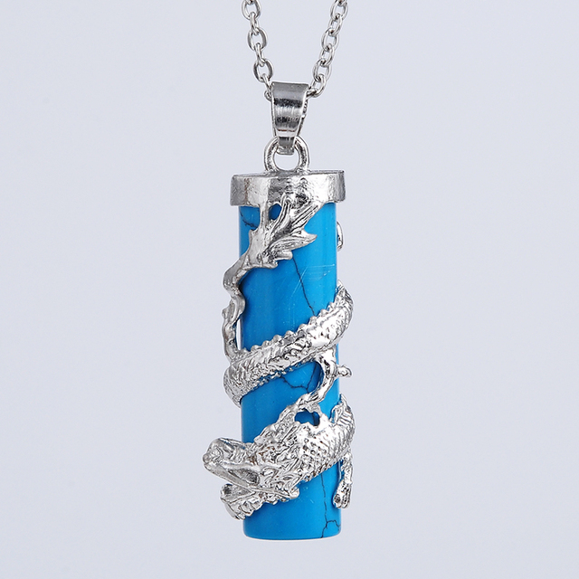 Nowy naszyjnik z wisiorkiem Wrap - spadek kamienia naturalnego - kolumna - amulet moda biżuteria - Wianko - 2
