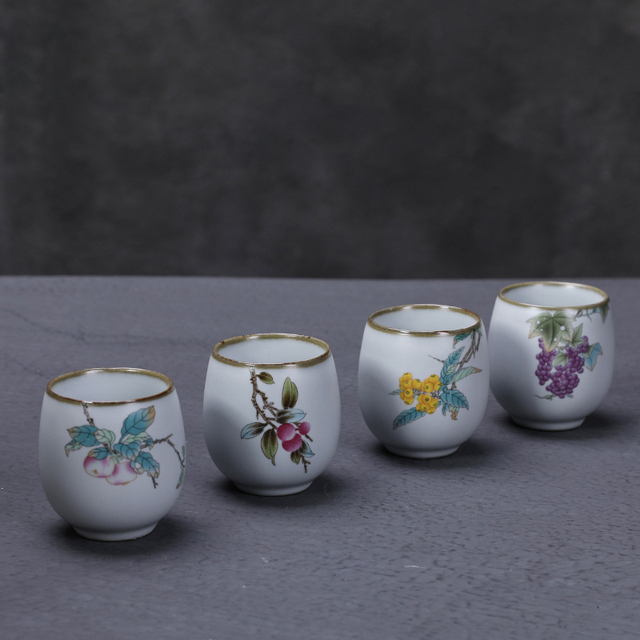 Ru Kiln ceramiczny kubek herbaty - zestaw 2 sztuk, styl atramentu, filiżanka Boutique, ręcznie wykonana, akcesoria do herbaty, mistrzowskie kubki - Wianko - 1