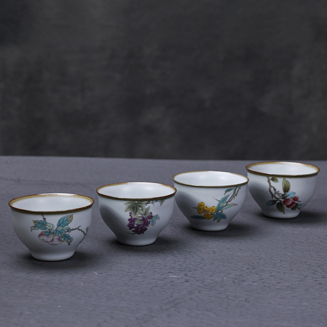 Ru Kiln ceramiczny kubek herbaty - zestaw 2 sztuk, styl atramentu, filiżanka Boutique, ręcznie wykonana, akcesoria do herbaty, mistrzowskie kubki - Wianko - 2