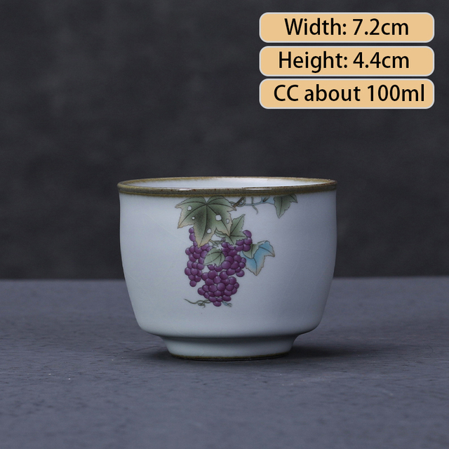 Ru Kiln ceramiczny kubek herbaty - zestaw 2 sztuk, styl atramentu, filiżanka Boutique, ręcznie wykonana, akcesoria do herbaty, mistrzowskie kubki - Wianko - 8