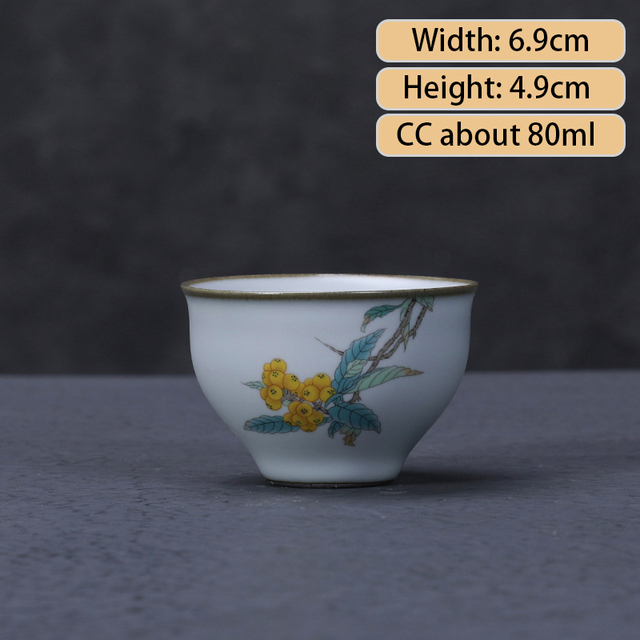 Ru Kiln ceramiczny kubek herbaty - zestaw 2 sztuk, styl atramentu, filiżanka Boutique, ręcznie wykonana, akcesoria do herbaty, mistrzowskie kubki - Wianko - 21