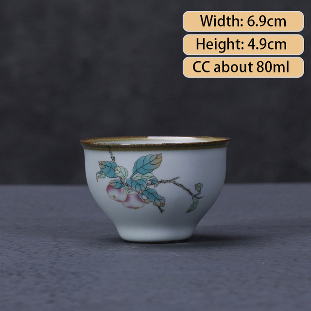 Ru Kiln ceramiczny kubek herbaty - zestaw 2 sztuk, styl atramentu, filiżanka Boutique, ręcznie wykonana, akcesoria do herbaty, mistrzowskie kubki - Wianko - 18