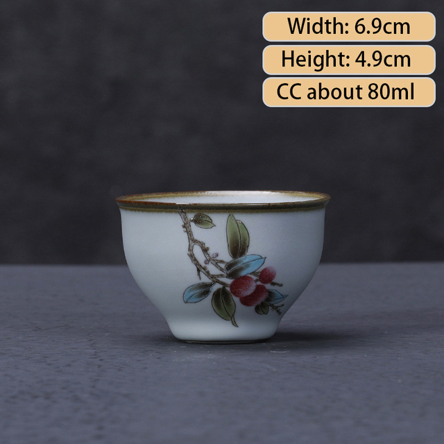 Ru Kiln ceramiczny kubek herbaty - zestaw 2 sztuk, styl atramentu, filiżanka Boutique, ręcznie wykonana, akcesoria do herbaty, mistrzowskie kubki - Wianko - 19
