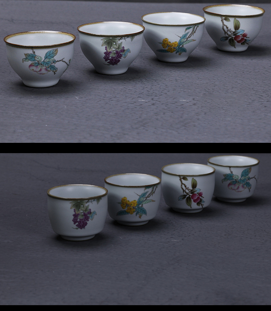 Ru Kiln ceramiczny kubek herbaty - zestaw 2 sztuk, styl atramentu, filiżanka Boutique, ręcznie wykonana, akcesoria do herbaty, mistrzowskie kubki - Wianko - 3