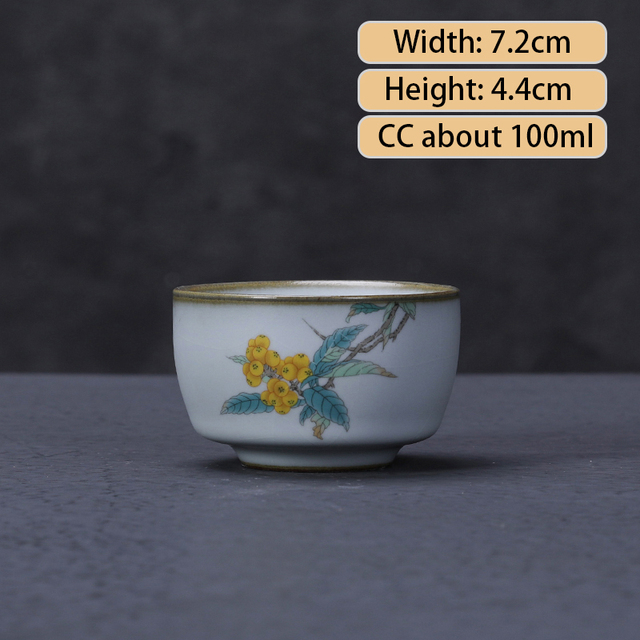 Ru Kiln ceramiczny kubek herbaty - zestaw 2 sztuk, styl atramentu, filiżanka Boutique, ręcznie wykonana, akcesoria do herbaty, mistrzowskie kubki - Wianko - 17