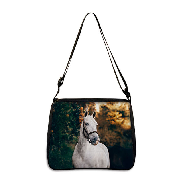 Elegancka torba na ramię dla kobiet - Horse Animal Fashion: płócienna torba podróżna z uchwytami krzyżowymi - Wianko - 8