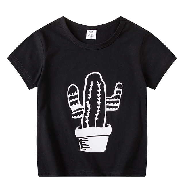 Koszulki z krótkim rękawem dla chłopców - stroje butikowe 2021, modne bawełniane ubrania z animowanym wzorem kaktusa - Wianko - 8