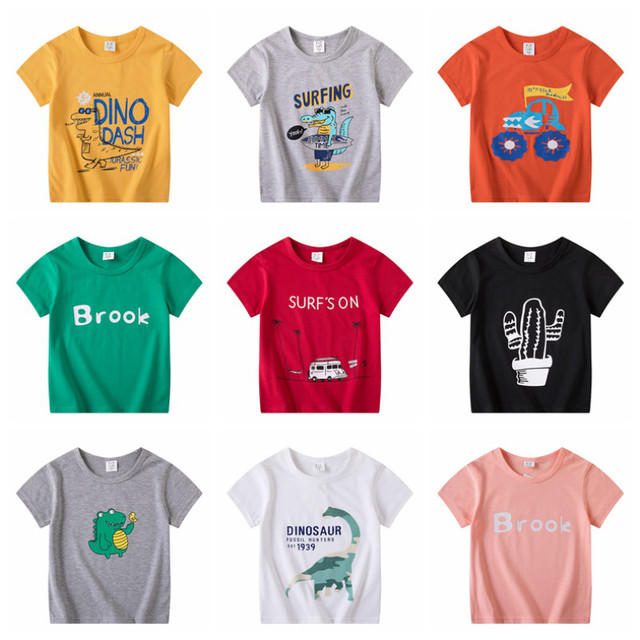 Koszulki z krótkim rękawem dla chłopców - stroje butikowe 2021, modne bawełniane ubrania z animowanym wzorem kaktusa - Wianko - 2