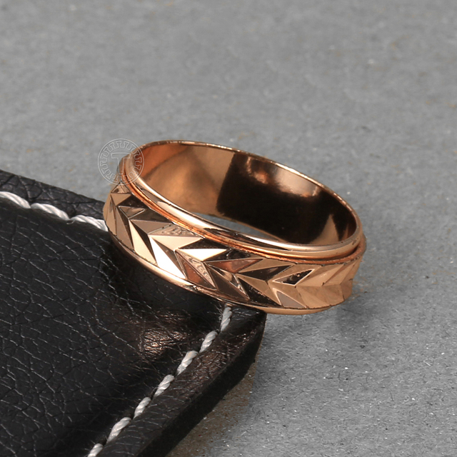 Pierścionek Spinner 6mm w kolorze 585 różowego złota – elegancka biżuteria Vintage - Wianko - 3
