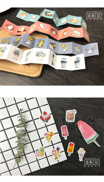 Kawaii Planner Scrapbooking - paczka 40 sztuk samoprzylepnych materiałów biurowych Escolar szkolnych do Cactus bonsai pamiętnika - Wianko - 11