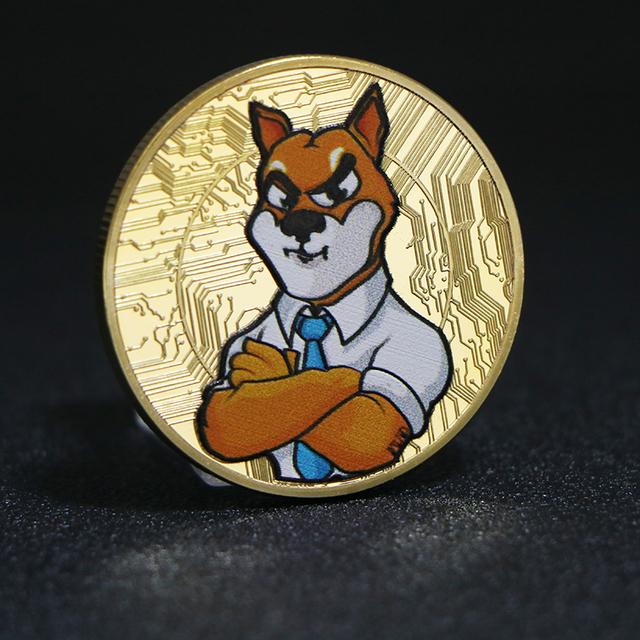 Srebrna pozłacana moneta SHIB Doge - Dogecoin zabójca Shiba Inu - Wianko - 1