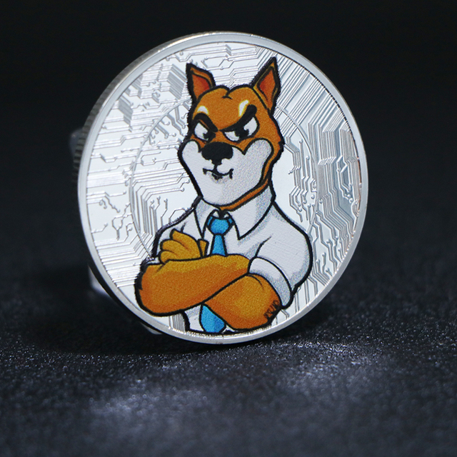 Srebrna pozłacana moneta SHIB Doge - Dogecoin zabójca Shiba Inu - Wianko - 3