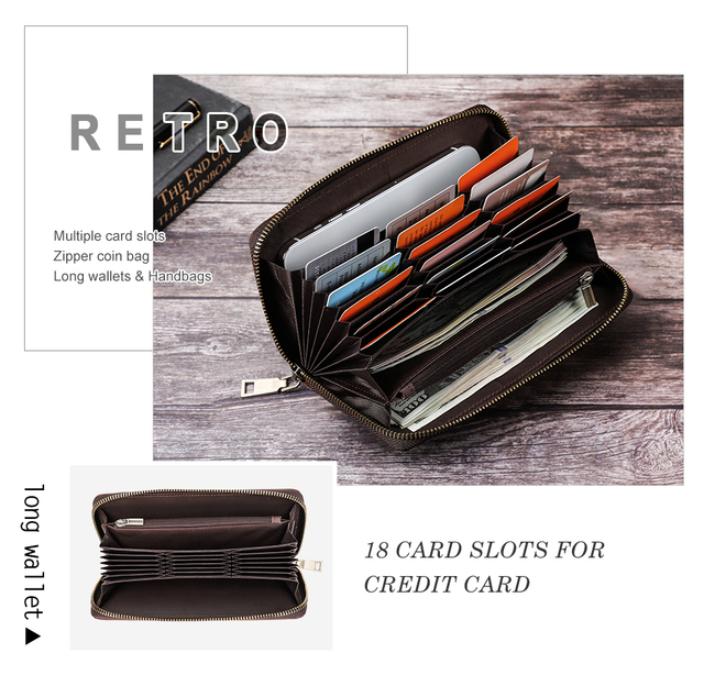 Skórzany portfel męski z długim etui na karty, dużą pojemnością i paszportową okładką - Wianko - 2