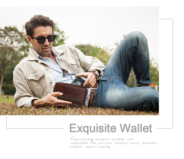 Skórzany portfel męski z długim etui na karty, dużą pojemnością i paszportową okładką - Wianko - 3