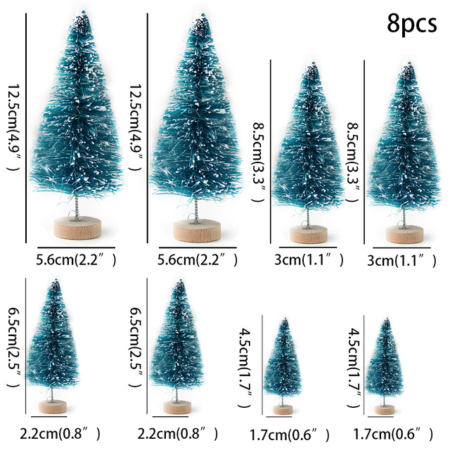 8 różnych rozmiarów Mini drzewko bożonarodzeniowe sosna kolorowe - dekoracje świąteczne - Wianko - 6