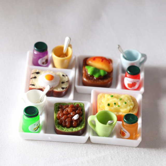 Domek dla lalek: miniaturowy chleb tostowy, dżem, płytki talerz, kubek, łyżka - zestaw 5 sztuk - Wianko - 12