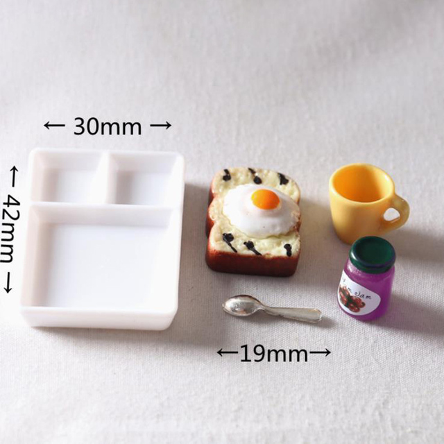 Domek dla lalek: miniaturowy chleb tostowy, dżem, płytki talerz, kubek, łyżka - zestaw 5 sztuk - Wianko - 9
