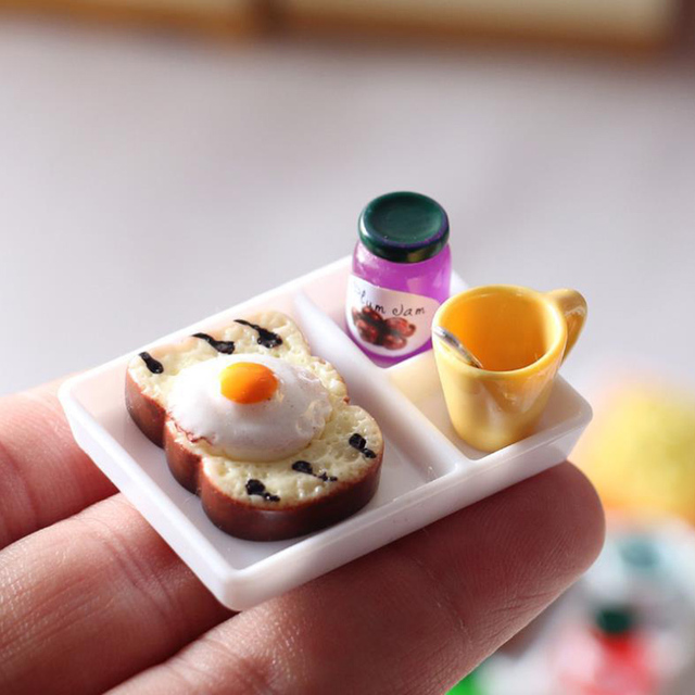 Domek dla lalek: miniaturowy chleb tostowy, dżem, płytki talerz, kubek, łyżka - zestaw 5 sztuk - Wianko - 13