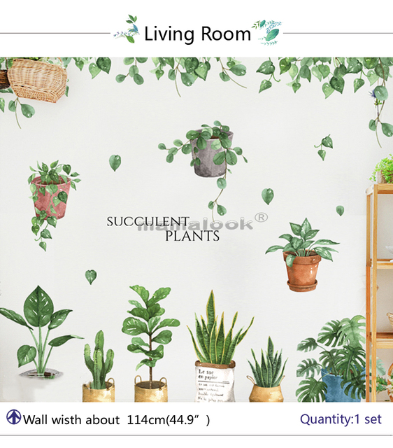 Naklejka ścienno-dekoracyjna Bonsai zielony liść doniczkowy do kuchni i salonu - Wianko - 2