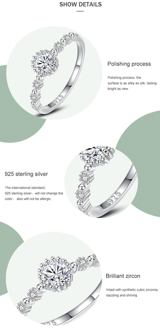 Wykwintne pierścionki Ailmay 925 Sterling srebrne z cyrkoniami - klasyka biżuterii ślubnej - Wianko - 4