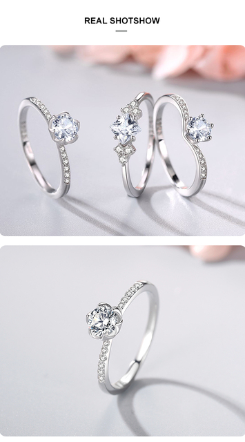 Wykwintne pierścionki Ailmay 925 Sterling srebrne z cyrkoniami - klasyka biżuterii ślubnej - Wianko - 5