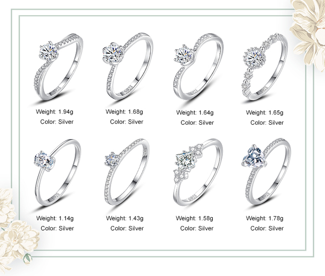 Wykwintne pierścionki Ailmay 925 Sterling srebrne z cyrkoniami - klasyka biżuterii ślubnej - Wianko - 1
