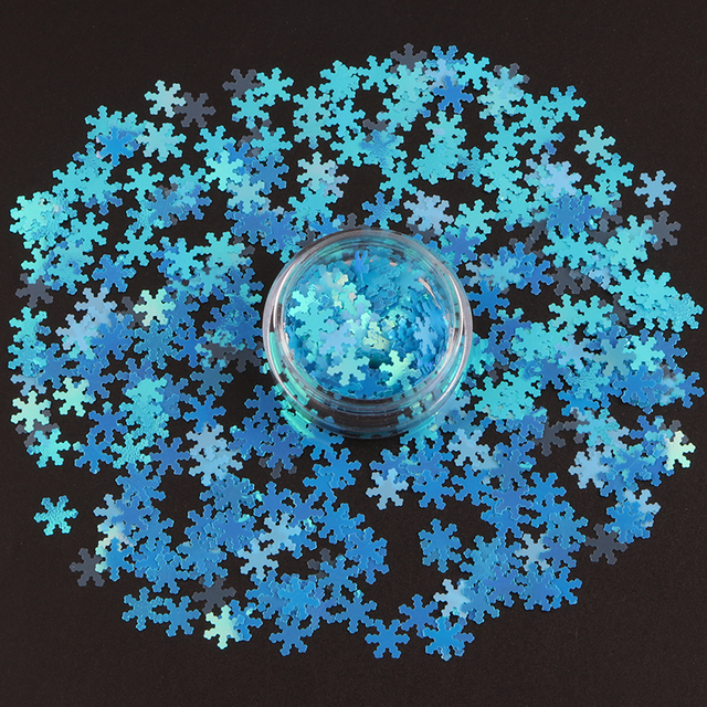 Cekiny Ultracienkie Nail Glitter płatki Paillettes 5mm kształt płatka śniegu dekoracja artystyczna 8g - Wianko - 2