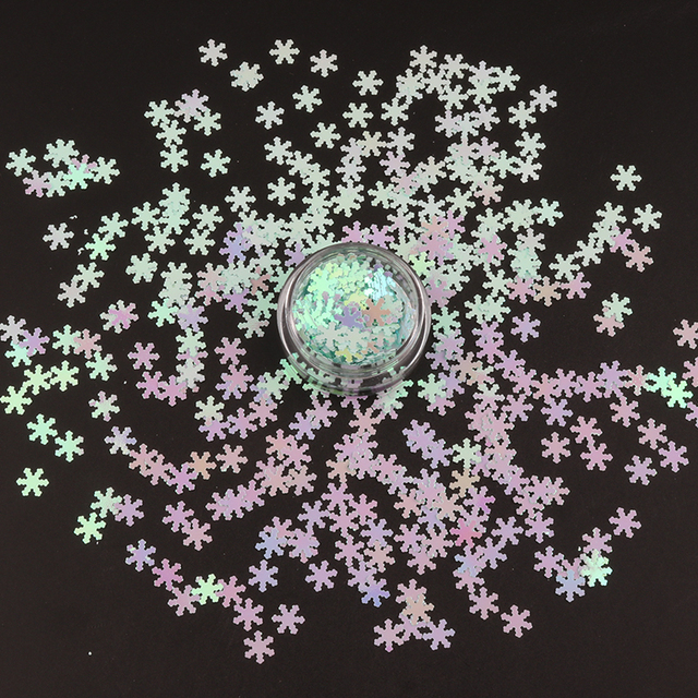 Cekiny Ultracienkie Nail Glitter płatki Paillettes 5mm kształt płatka śniegu dekoracja artystyczna 8g - Wianko - 7