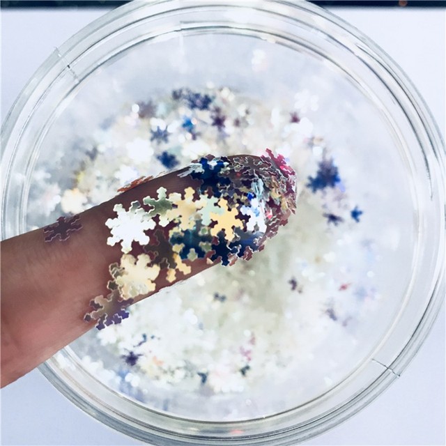 Cekiny Ultracienkie Nail Glitter płatki Paillettes 5mm kształt płatka śniegu dekoracja artystyczna 8g - Wianko - 21