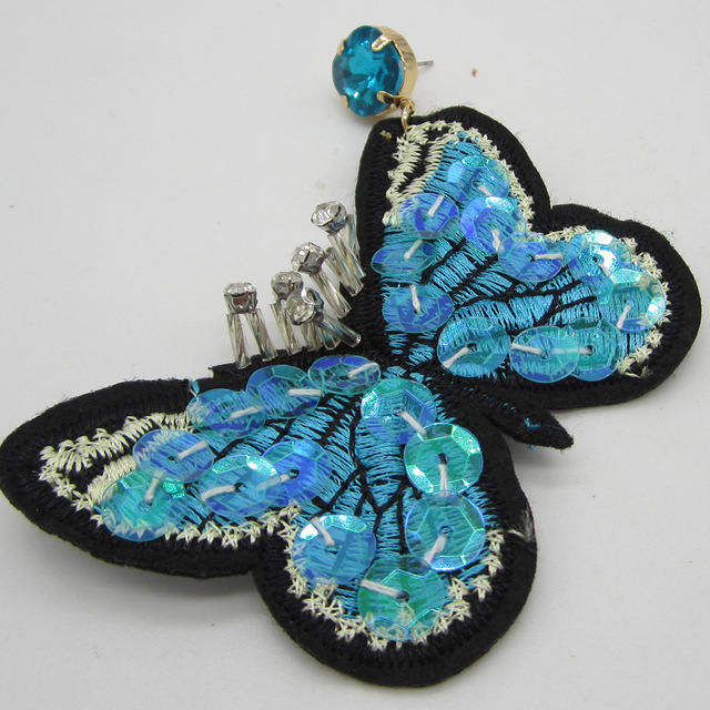 Kolczyki motylkowe w stylu etnicznym - niebieskie czeskie wyroby - Wianko - 38