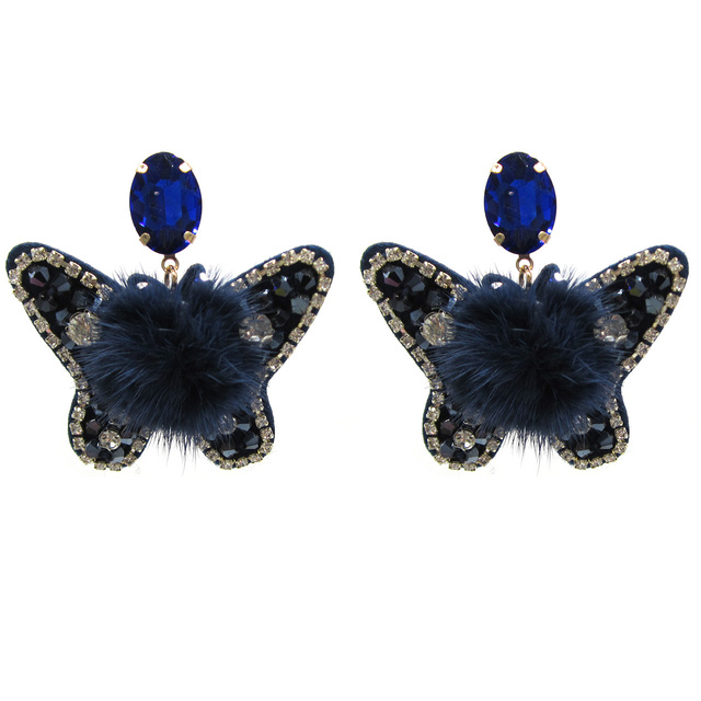 Kolczyki motylkowe w stylu etnicznym - niebieskie czeskie wyroby - Wianko - 21