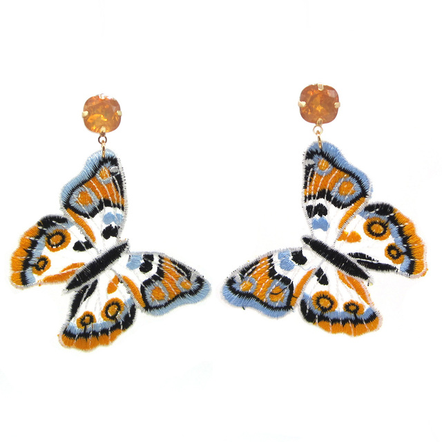 Kolczyki motylkowe w stylu etnicznym - niebieskie czeskie wyroby - Wianko - 13