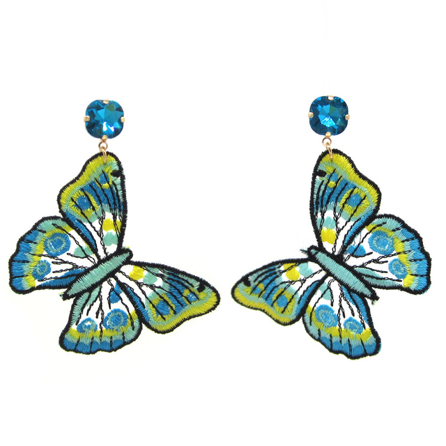 Kolczyki motylkowe w stylu etnicznym - niebieskie czeskie wyroby - Wianko - 14