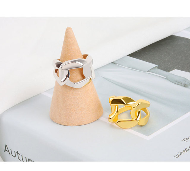 QMCOCO - Koreański damski pierścionek z regulowanym pierścieniem i szerokim łańcuszkiem INS - stylowy, osobisty i wszechstronny - hip-hop, impreza, prezent - Wianko - 11