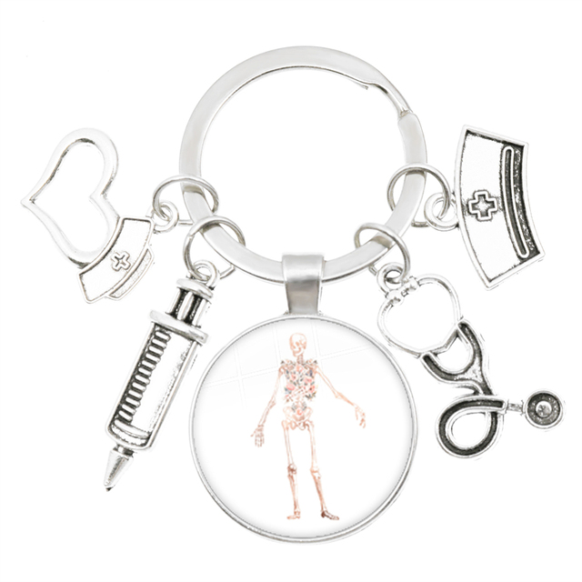 Breloczek z obrazkiem pielęgniarki z kreatywnym modelem strzykawki, stetoskopem i narzędziami medycznymi - breloczek pielęgniarski - Wianko - 8
