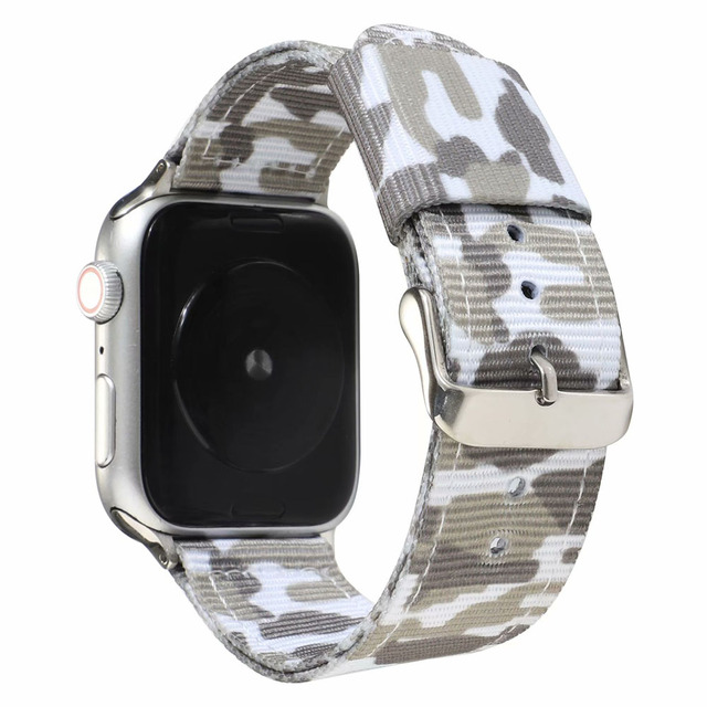 Nylonowy pasek na zegarek Apple Watch Series 5/4/3/2/1 w kamuflażu, tkanina płócienna, iWatch 42/44mm 38/40mm - Wianko - 2