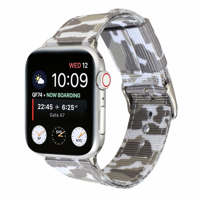 Nylonowy pasek na zegarek Apple Watch Series 5/4/3/2/1 w kamuflażu, tkanina płócienna, iWatch 42/44mm 38/40mm - Wianko - 1