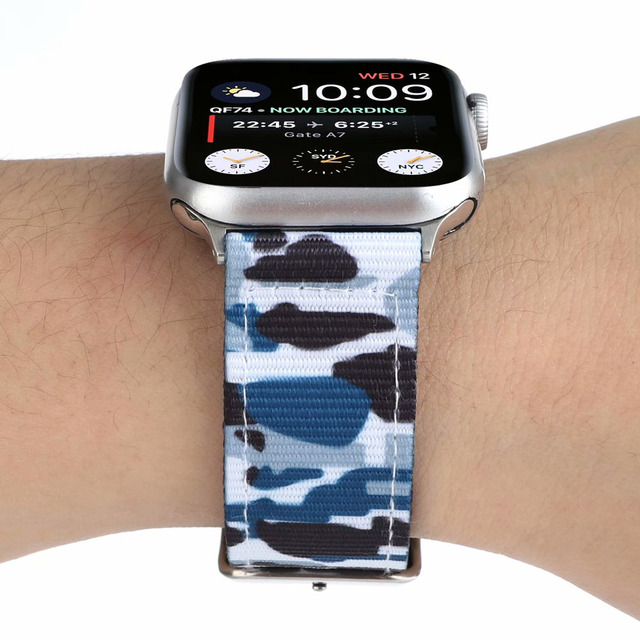 Nylonowy pasek na zegarek Apple Watch Series 5/4/3/2/1 w kamuflażu, tkanina płócienna, iWatch 42/44mm 38/40mm - Wianko - 8