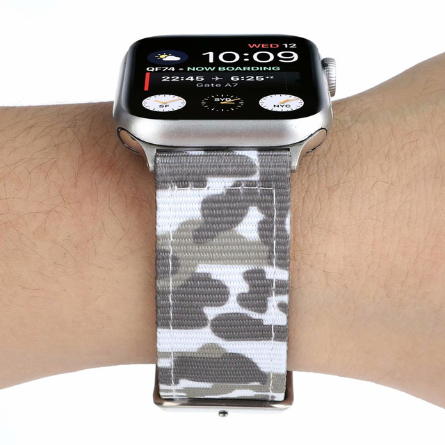 Nylonowy pasek na zegarek Apple Watch Series 5/4/3/2/1 w kamuflażu, tkanina płócienna, iWatch 42/44mm 38/40mm - Wianko - 4