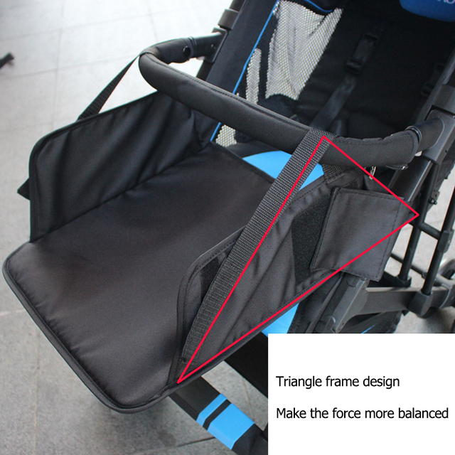 Uniwersalny wózek dziecięcy z regulowanym podnóżkiem, rozszerzonymi fotelami i pedałami - tkanina Oxford - Wianko - 18