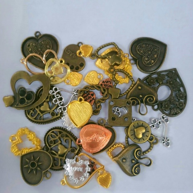 Miłość wisiorek brązowy antyczny naszyjnik DIY mieszany urok, metalowa biżuteria ręcznie robiona - Wianko - 3