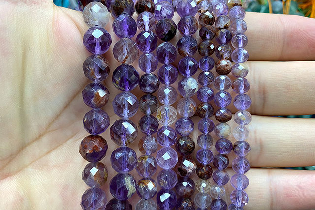 Koraliki AAA fioletowy duch kryształ 100% kamień naturalny o twardej strukturze do tworzenia biżuterii DIY - 6/8/10MM - Wianko - 2