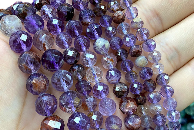 Koraliki AAA fioletowy duch kryształ 100% kamień naturalny o twardej strukturze do tworzenia biżuterii DIY - 6/8/10MM - Wianko - 1