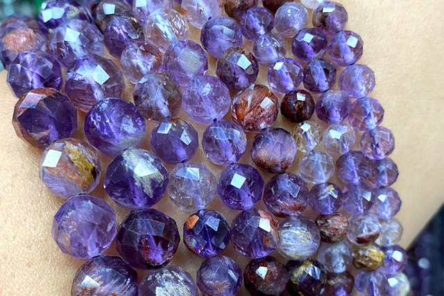 Koraliki AAA fioletowy duch kryształ 100% kamień naturalny o twardej strukturze do tworzenia biżuterii DIY - 6/8/10MM - Wianko - 3