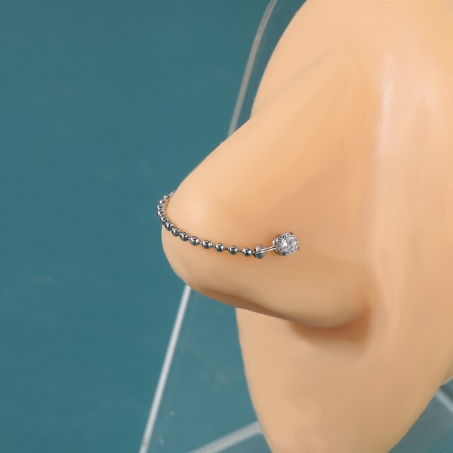 Łańcuch nosowy AOEDEJ z perłą i podwójnym pierścieniem ze stali nierdzewnej - Wianko - 23